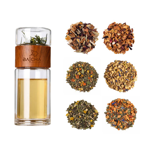 Pack Bouteille Infuseur + 6 Tisanes BIO